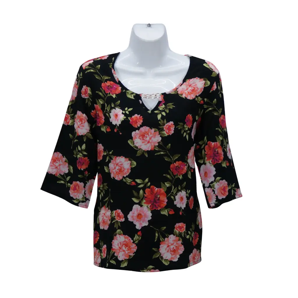 Blusa Edith Rosas Negra