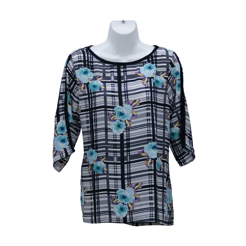 Blusa Gaza Cuadros Azul