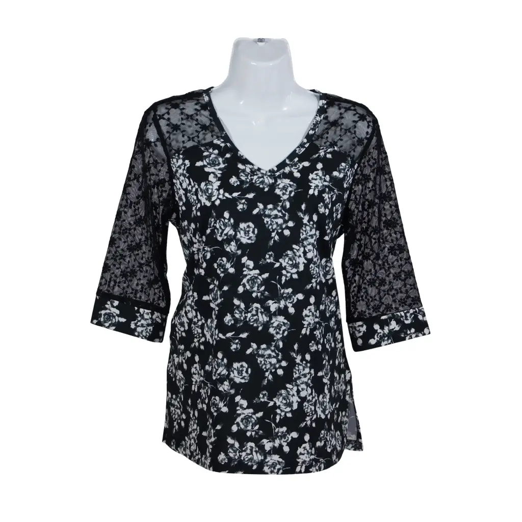Blusa Toña Flores Negra