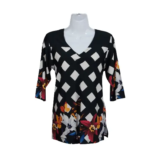 Blusa Zada Cuadros Negra