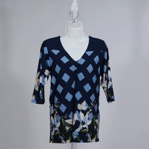 Blusa Zada Cuadros Marino