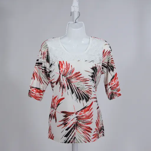 Blusa Ninel Palmeras Hueso