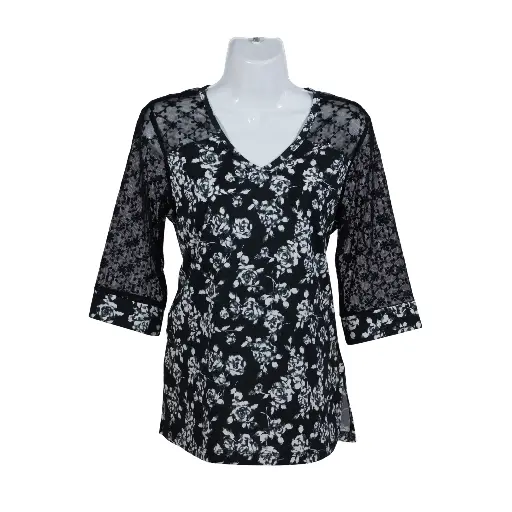 Blusa Toña Flores Negra