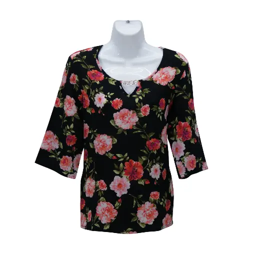 Blusa Edith Rosas Negra