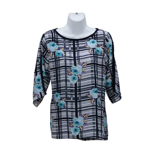 Blusa Gaza Cuadros Azul